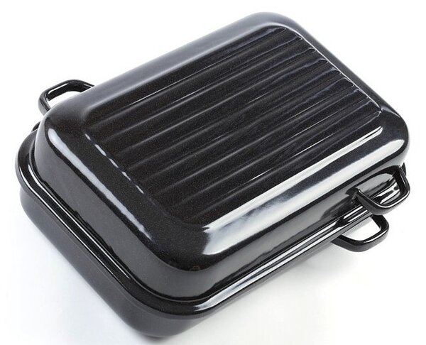 BELIS Smaltovaný dvoupekáč s žebrováním 40 cm ucha z boku - PEKÁČE - 37140-00400005