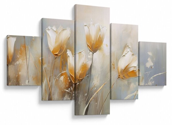 Obraz - Malba tulipánů (125x70 cm)