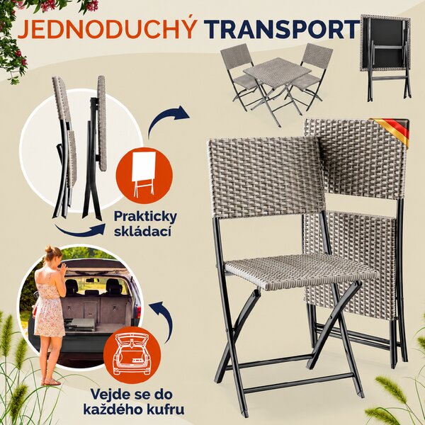 Deuba Ratanový balkonový set - krémový