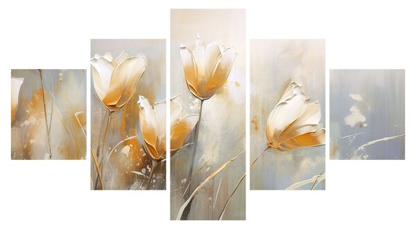 Obraz - Malba tulipánů (125x70 cm)