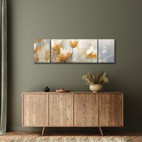 Obraz - Malba tulipánů (170x50 cm)