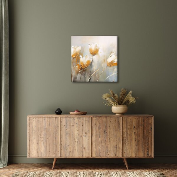 Obraz - Malba tulipánů (30x30 cm)