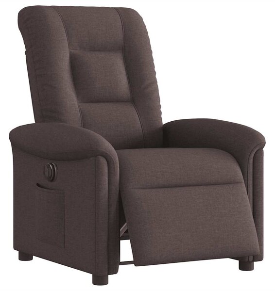 Elektrické polohovací křeslo tmavě hnědé textil 3303239