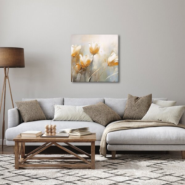 Obraz - Malba tulipánů (30x30 cm)