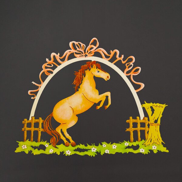 AMADEA Dřevěná dekorace kůň, barevná dekorace k zavěšení, velikost 21 cm