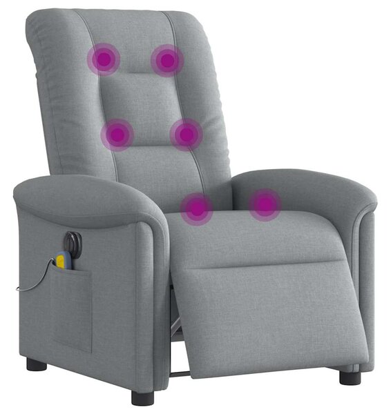 Elektrické masážní polohovací křeslo světle šedé textil 3303244