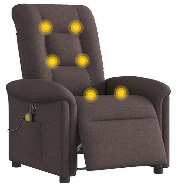 Elektrické masážní polohovací křeslo tmavě hnědé textil 3303249