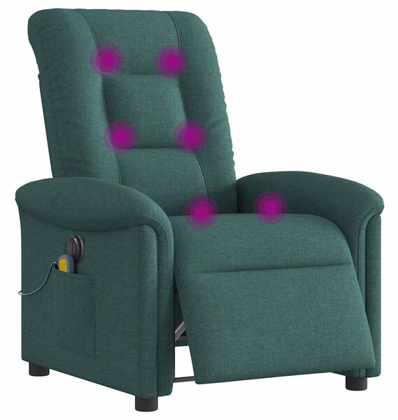 Elektrické masážní polohovací křeslo tmavě zelené textil 3303250