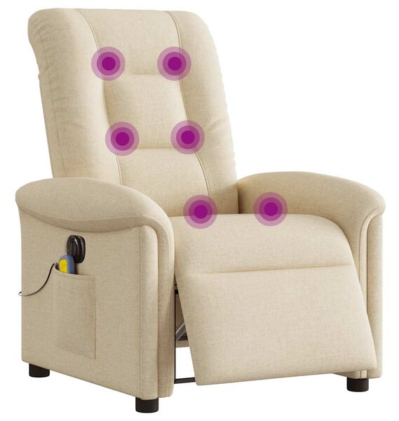 Elektrické masážní polohovací křeslo krémové textil 3303252