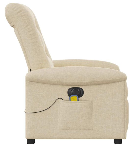 Elektrické masážní polohovací křeslo krémové textil 3303252