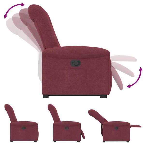 Zvedací polohovací křeslo vínové textil 3303257