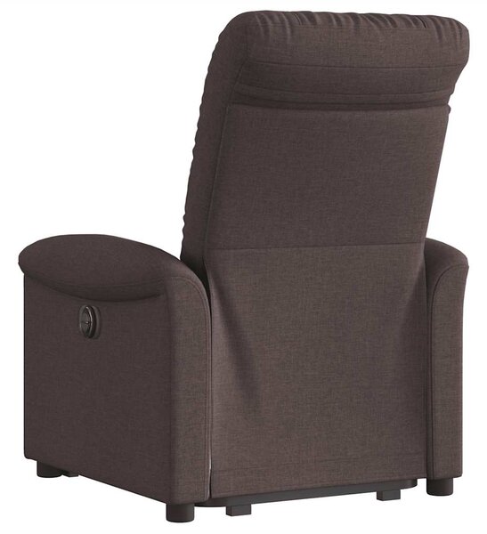 Zvedací polohovací křeslo tmavě hnědé textil 3303259