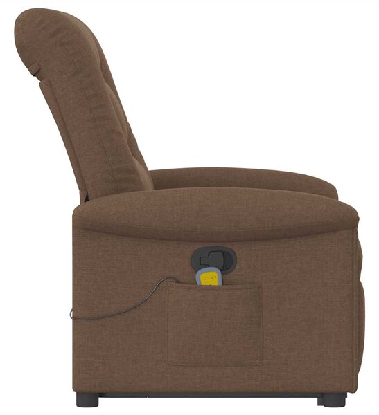 Zvedací masážní polohovací křeslo hnědé textil 3303268
