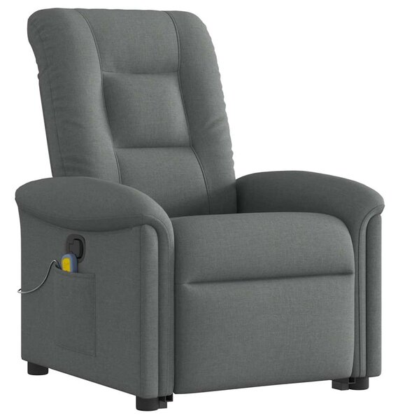 Zvedací masážní polohovací křeslo tmavě šedé textil 3303265