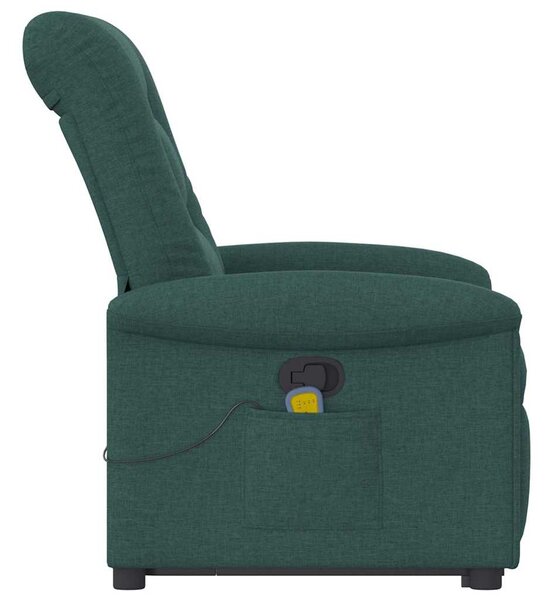 Zvedací masážní polohovací křeslo tmavě zelené textil 3303270