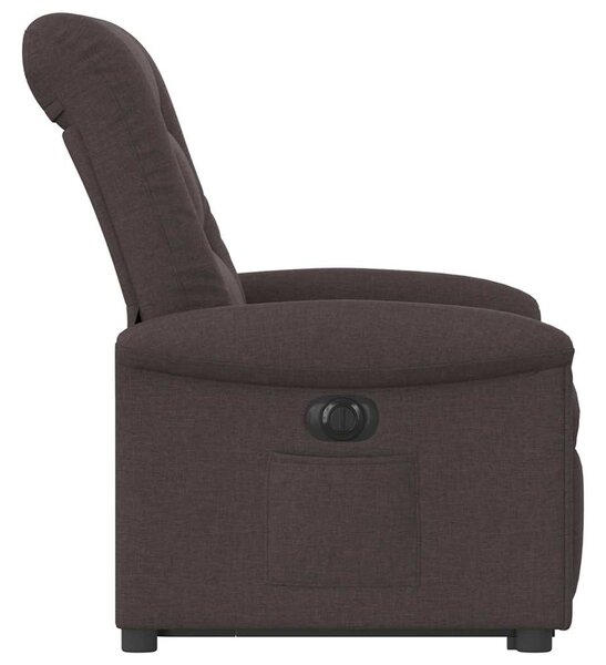 Elektrické zvedací polohovací křeslo tmavě hnědé textil 3303279