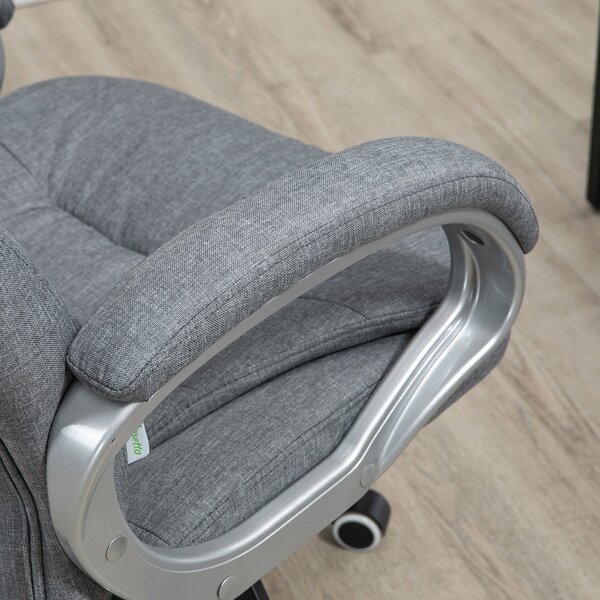 Vinsetto Kancelářská Židle Pracovní Židle Stolicová Židle Otočná Židle 360° Ergonomická Houpací Funkce Výškově Nastavitelná Šedá Látka 64 x 75 x 111-1