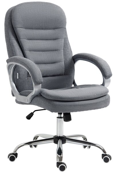Vinsetto Kancelářská Židle Pracovní Židle Stolicová Židle Otočná Židle 360° Ergonomická Houpací Funkce Výškově Nastavitelná Šedá Látka 64 x 75 x 111-1