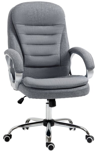 Vinsetto Kancelářská Židle Pracovní Židle Stolicová Židle Otočná Židle 360° Ergonomická Houpací Funkce Výškově Nastavitelná Šedá Látka 64 x 75 x 111-1