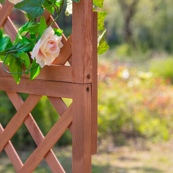 Outsunny Zahradní Vyvýšený Květinový Záhon s Trellis, Dřevěná Kvetinová Bednička, 72,5x31,5x149,5cm pro Zahradu, Balkon, Terasu, Ideální pro Popínavé