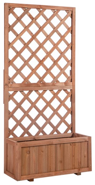 Outsunny Zahradní Vyvýšený Květinový Záhon s Trellis, Dřevěná Kvetinová Bednička, 72,5x31,5x149,5cm pro Zahradu, Balkon, Terasu, Ideální pro Popínavé