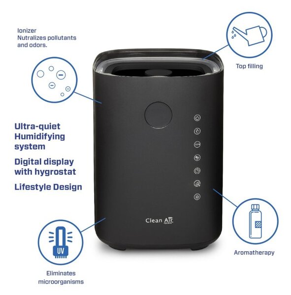 Zvlhčovač Clean Air Optima CA-604 Smart, vrchní plnění Barva: Černá