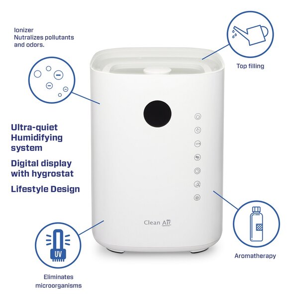 Zvlhčovač Clean Air Optima CA-604 Smart, vrchní plnění Barva: Černá