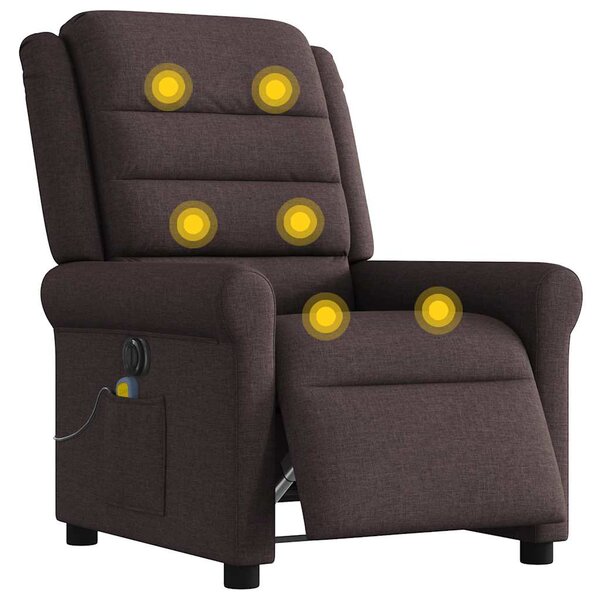 Elektrické masážní polohovací křeslo tmavě hnědé textil 3303309