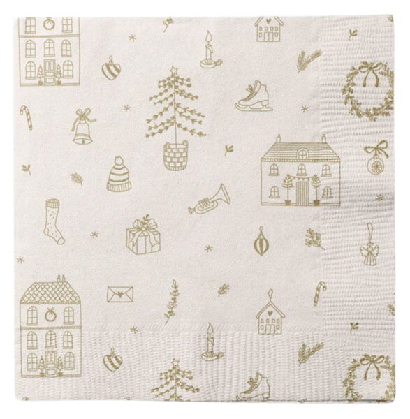 Papírové ubrousky Christmas JOY White – 20 ks