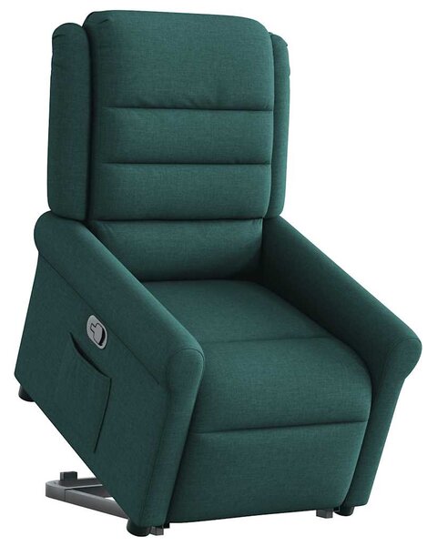 Zvedací polohovací křeslo tmavě zelené textil 3303320