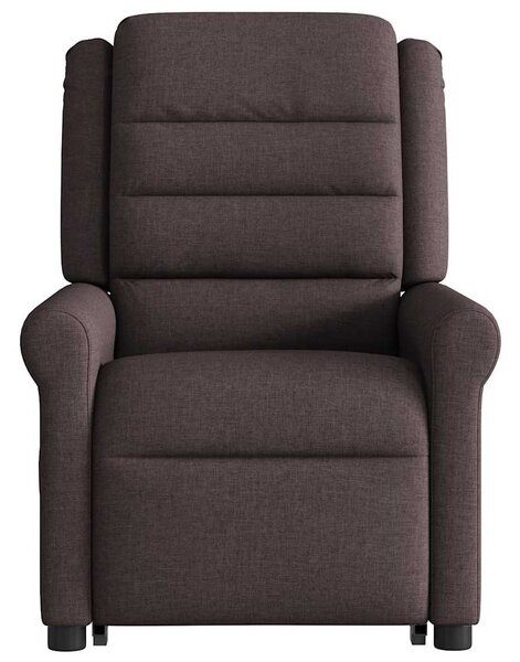 Elektrické zvedací masážní polohovací křeslo tmavě hnědé textil 3303349