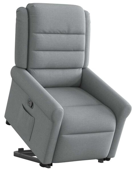 Zvedací polohovací křeslo světle šedé textil 3303314
