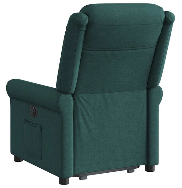 Zvedací polohovací křeslo tmavě zelené textil 3303320