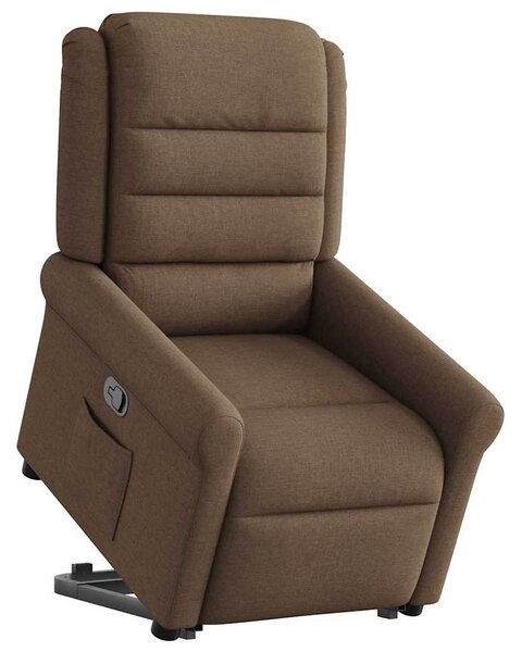 Zvedací polohovací křeslo hnědé textil 3303318