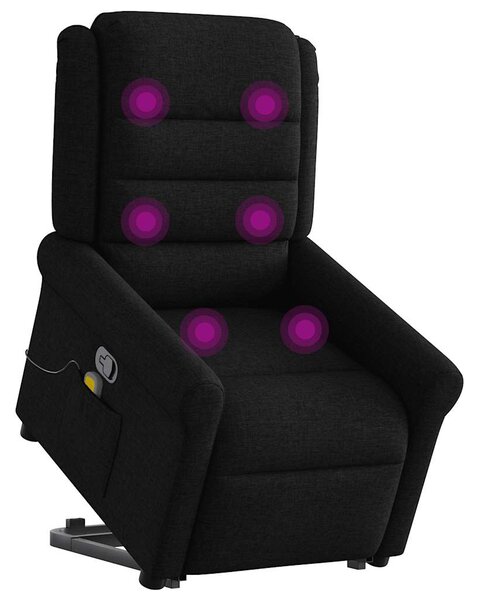 Zvedací masážní polohovací křeslo černé textil 3303326