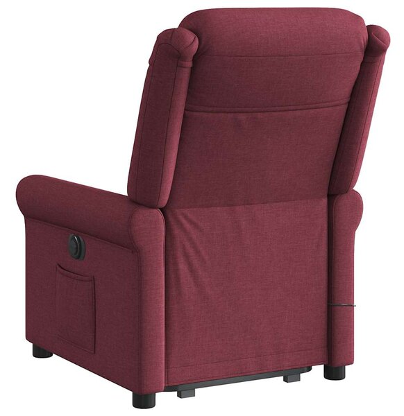 Zvedací masážní polohovací křeslo vínové textil 3303327
