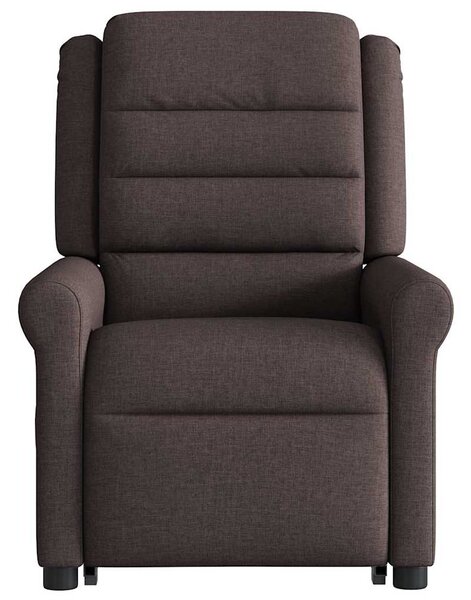 Zvedací masážní polohovací křeslo tmavě hnědé textil 3303329
