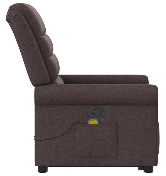 Zvedací masážní polohovací křeslo tmavě hnědé textil 3303329