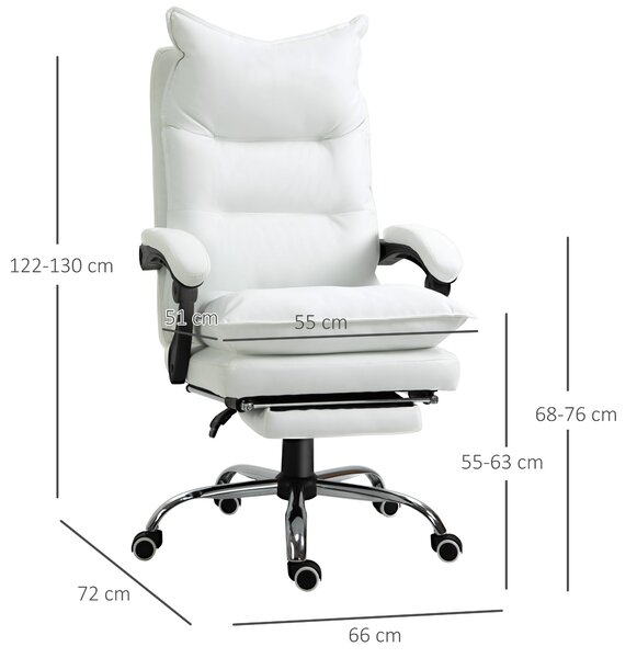 Kancelářská židle Vinsetto s funkcí sklonu, ergonomická pracovní židle, výškově nastavitelná otočná židle s podnožkou, polstrovaná, nosnost až 135 kg