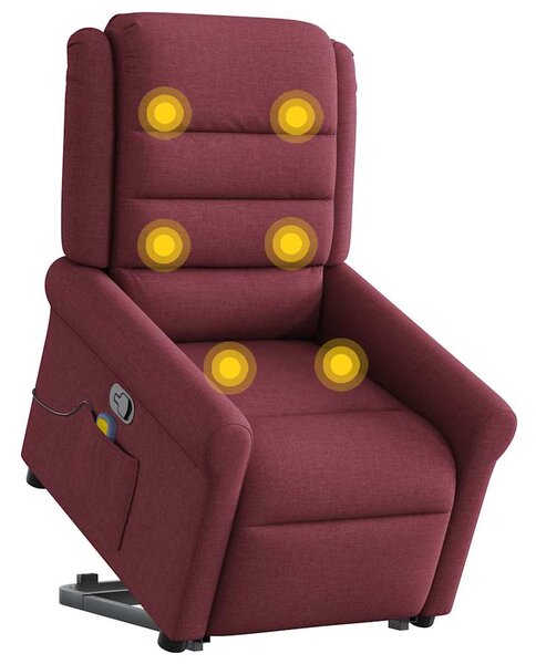 Zvedací masážní polohovací křeslo vínové textil 3303327