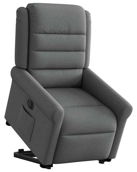 Elektrické zvedací polohovací křeslo tmavě šedé textil 3303335