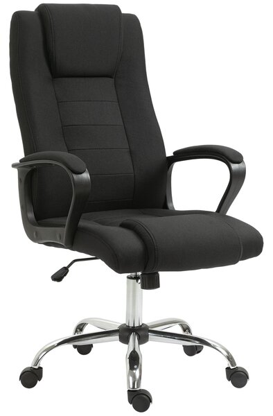 Kancelářská židle Vinsetto s funkcí houpání a opěrkou hlavy, ergonomická pracovní židle, otočná, výškově nastavitelná, černá s texturou lnu 62 x 76 x