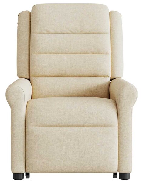 Zvedací masážní polohovací křeslo krémové textil 3303332