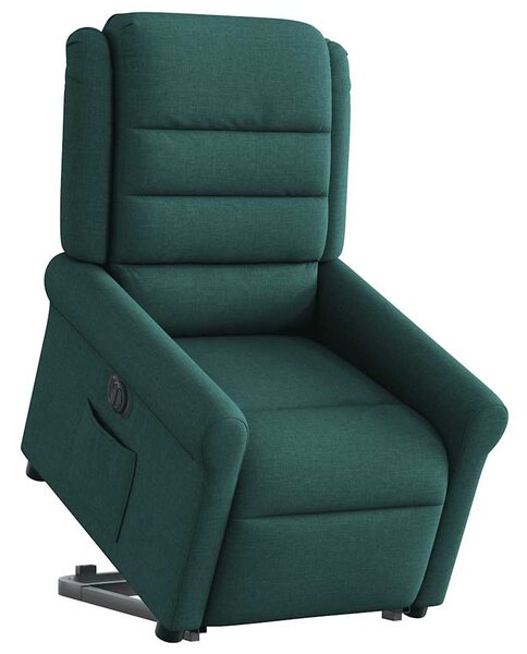 Elektrické zvedací polohovací křeslo tmavě zelené textil 3303340