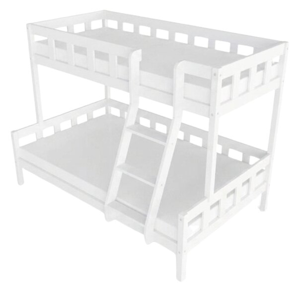 Patrová postel PLOTTY s předním žebříkem 90x200, 120x200 cm - Bílá, Zvolte šuplík: Bez šuplíku, Zvolte stranu: Vpravo