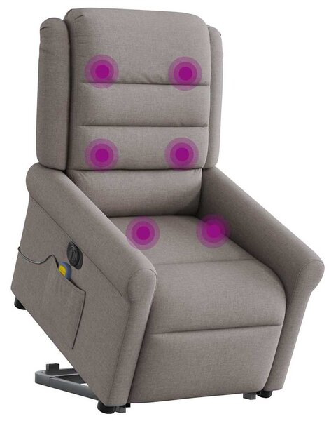 Elektrické zvedací masážní polohovací křeslo taupe textil 3303351