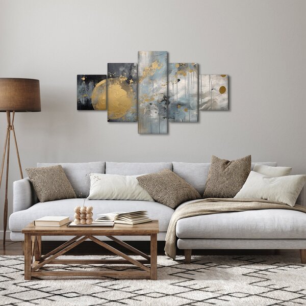 Obraz - Abstrakce se zlatou koulí (125x70 cm)