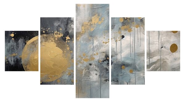Obraz - Abstrakce se zlatou koulí (125x70 cm)