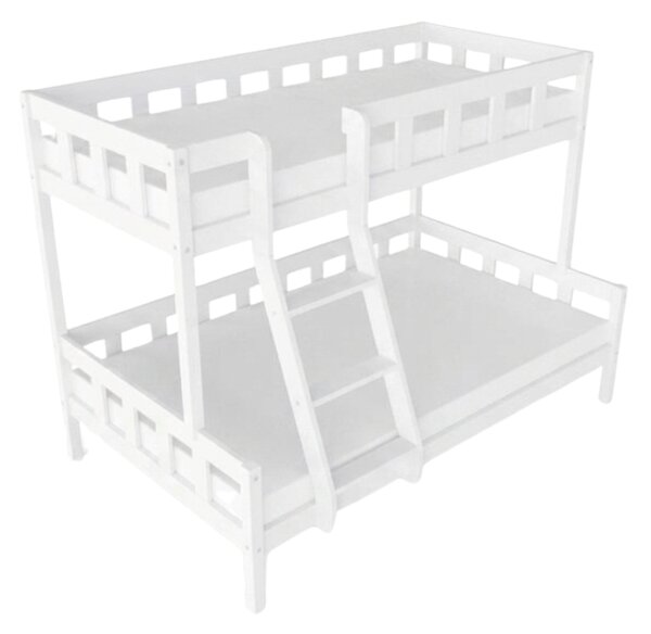Patrová postel PLOTTY s předním žebříkem 90x200, 120x200 cm - Světle šedá, Zvolte šuplík: Dvojitý úložný šuplík, Zvolte stranu: Vpravo