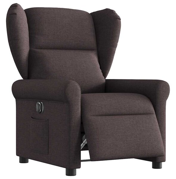 Elektrické polohovací křeslo tmavě hnědé textil 3303359